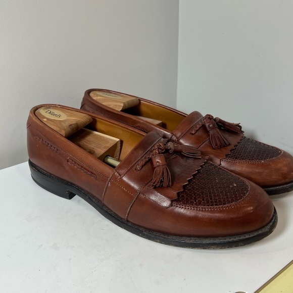 Allen Edmond Size 11 D Cody Brown Leather Woven Tassel Loafer Antique Brown Shoe main image 11